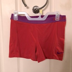 Orange Nike Pro Spandex Shorts